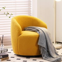 Swivel Barrel Accent Chairround Accent Sofa Chair,360 Degree Swivel Barrel Chairuzzy Club Chair Lamb Wool Leisure Arm Chair Reading Chair For Bedroom, Living Room, Lounge, Hotel (Yellow)