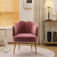 Modern Accent Chair, Comfy Reading Chair Single Sofa Chair With Golden Metal Legs Living Room Chair With Shell Back Upholstered Armchair, For Living Room, Home Office, Bedroom, Reading Room