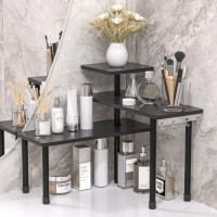 Jayrex Countertop Corner Shelf, 3 Tier Moveable Organizer For Bathroom Counter, Make Up, Dresser Table, Desktop (Black)