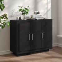 Vidaxl Black Engineered Wood Sideboard - Ample Storage Space, Easy Assembly, Perfect For Living Room Or Bedroom Decors