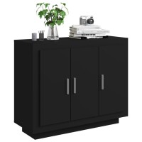 Vidaxl Black Engineered Wood Sideboard - Ample Storage Space, Easy Assembly, Perfect For Living Room Or Bedroom Decors