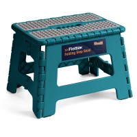 Flottian 9 Folding Step Stool For Adults And Kids Holds Up To 300 Lbs,Non-Slip Folding Stools With Portable Handle, Compact Plastic Foldable Step Stool For Bathroom,Bedroom, Kitchen Turquoise Green