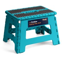 Flottian 9 Folding Step Stool For Adults And Kids Holds Up To 300 Lbs,Non-Slip Folding Stools With Portable Handle, Compact Plastic Foldable Step Stool For Bathroom,Bedroom, Kitchen Ocean Blue