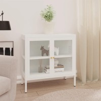2 Glass Doors Console Entryway Cabinet Metal Sideboard Buffet Entertainment Center With Storage Curio Cabinet And Shelves For Living Room Bedroom(White 27.6X13.8X27.6)
