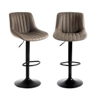 Youhauchair Bar Stools Set Of 2, Swivel Counter Height Barstools With Back, Adjustable Pu Leather Bar Chairs, Modern Armless Kitchen Island Stool, Brown
