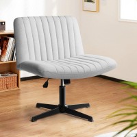 Lemberi Fabric Padded Desk Chair No Wheels, Armless Wide Swivel Home Office Desk Chair,120