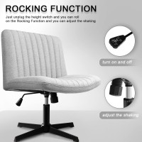 Lemberi Fabric Padded Desk Chair No Wheels, Armless Wide Swivel Home Office Desk Chair,120