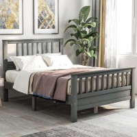 Harper & Bright Designs Full Size Bed Frame With Headboard And Footboard, Wooden Full Platform Bed Frame With Sturdy Slat Support, No Box Spring Needed (Full, Grey)