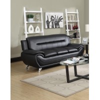 Us Pride Furniture Michael Collection Modern Style Faux Leather Couch, Versatile 3 Seater Accent Piece For Living Room, Bedroom Or Office, Comfortable Design And Elegant Look, 79 Sofa, Midnight