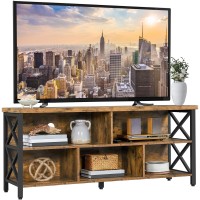 Yaheetech Industrial Tv Stand Entertainment Center With 5 Storage Compartments For 65 Inch Tv, Rustic Wood Tv Table With Storage Cabinet For Living Room, 55 In Wood And Metal Tv Console, Rustic Brown