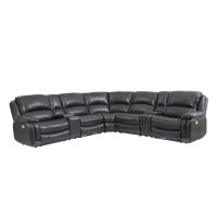 Steve Silver Company Denver 7 Piece Charcoal Leather Power Reclining Sectional