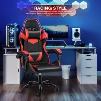 Yssoa Ergonomic Backrest And Seat Height Adjustable Swivel Recliner Racing Office Computer Video Game Chair,400Lb Capacity, Black/Red