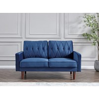 Us Pride Furniture Us Pride Funiture Modern Style Upholstered Tufted 575 Wide 2 Seater Loveseat Sofas, Dark Blue