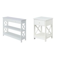 Convenience Concepts Oxford 1 Drawer Console Table, White & Oxford 1-Drawer End Table With Shelf, White