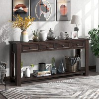 63 Long Console Sofa Table, Tv Stand Console Table With 4 Drawers And 1 Open Storage Shelf Narrow Accent Entryway Table Easy To Assemble, For Living Room, Couch, Hallway, Foyer, Kitchen Counter