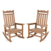 Stoog Patio Rocking Chairs Set Of 2, All-Weather Outdoor & Indoor Porch Rocker With 400 Lbs Weight Capacity, Front Porch Rocker Chairs Looks Like Real Wood, Teak