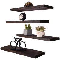 Hxswy 24 Inch Rustic Floating Shelves For Wall Decor Farmhouse Wood Wall Shelf For Bathroom Kitchen Bedroom Living Room Set Of 4 Brown