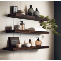 Hxswy 24 Inch Rustic Floating Shelves For Wall Decor Farmhouse Wood Wall Shelf For Bathroom Kitchen Bedroom Living Room Set Of 4 Brown