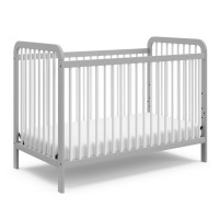 Storkcraft Pasadena 3-In-1 Convertible Crib (Pebble Gray With White) - Greenguard Gold Certified, Converts To Daybed And Toddler Bed, Fits Standard Full-Size Crib Mattress, Adjustable Mattress Height