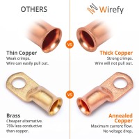 Wirefy 6 Gauge 10 Wire Lugs - Copper Cable Lugs - Battery Terminal Connectors - Ring Terminals - Crimp Battery Cable Ends - 22 Pcs (10 Pcs Copper Lugs + 12 Pcs Heat Shrink Tubing)