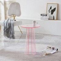 Acrylcase Coffee Table Light Pink Transparent Color Acrylic Table (15.7X15.7X22.8''H)