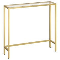 Hoobro 29.5 Narrow Console Table, Tempered Glass Sofa Table, Small Side Table, Modern Entryway Table, For Entrance, Living Room, Foyer, Hallway Bedroom, Gold Gd07Xg01