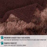 Petami Waterproof Dog Blanket For Bed Xl Dog Pet Blanket Couch Cover Protector, Sherpa Fleece Fuzzy Leakproof Blanket For Sofa Furniture Queen Bed Protection Reversible Soft Fluffy 90X90 Tie-Dye Brown