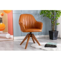 Porthos Home Oran Dining Chair, 360-Degree Swivel Seat, Upholstered In Water And Stain Resistant Pu Leather, Sturdy Beech Wood Legs, Bucket Chair Style With High Armrests