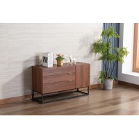Lilola Home Roscoe Walnut Brown Wood Tv Stand Console Table