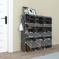 Homicker Shoe Rack Organizer, 48 Pair Shoe Storage Cabinet With Door Expandable Plastic Shoe Shelves For Closet ,Heels,Boots,Slippers,8 Tier