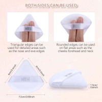 Mem Triangle Powder Puff - 8 Pcs Soft Velour Makeup Puffs For Face Powder Loose Powder Application, Wet And Dry Use, Sponge Beauty Makeup Tools, Skin-Friendly, With Satin Ribbon For Easy Handling