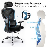Kerdom Ergonomic Office Chair, Home Desk Chair, Comfy Breathable Mesh Task Chair, High Back Thick Cushion Computer Chair With Headrest And 3D Armrests, Adjustable Height Home Gaming Chair