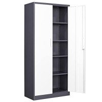 Sisesol Metal Storage Cabinet With Doors And Shelves, 71 Tool Storage Cabinet- Garage Cabinets And Storage System Kitchen Pantry Storage Cabinet With Adjustable Shelves Steel Storage Tall Cabinet