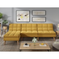 Gold Sparrow Bovey Convertible Sofa Bed Sectional, Honey