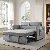 Merax 545 Modern Convertible Sleeper Sofa Bed With Two Side Pockets, Grey Fabric Sofa Wpull-Out Bed Loveseat Sofa Couch And Adjsutable Back For Living Room