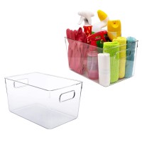 Clear Plastic Storage Bins, Perfect For Kitchen Organization Or Pantry Organization And Storage, Fridge Organizer Plastic Bins, Pantry Organization And Storage Bins, Cabinet Organizers (2 Pack)
