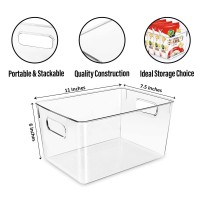 Clear Plastic Storage Bins, Perfect For Kitchen Organization Or Pantry Organization And Storage, Fridge Organizer Plastic Bins, Pantry Organization And Storage Bins, Cabinet Organizers (2 Pack)
