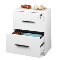 Devaise 2-Drawer Wood Lateral File Cabinet With Lock For Office Home, White