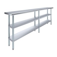 Stainless Steel Work Table With 2 Shelves Metal Utility Table Commercial Residential Nsf Utility Table (Stainless Steel Table With 2 Shelves, 96 Long X 14 Deep)