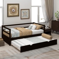 Merax Wooden Daybed Frame Twin Sizedaybed With Trundle For Bedroom Living Roomtwin (Espresso)