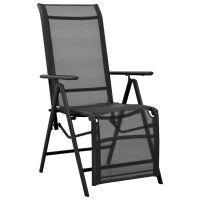 Vidaxl Outdoor Reclining Deck Chair With Adjustable Backrest And Footrest - Aluminum And Textilene Patio Furniture, Black