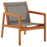 Vidaxl - Solid Eucalyptus Wood And Textilene Patio Lounge Chair In Gray, Modern Style, Ideal For Outdoor Use, Weather-Resistant - Assembly Required