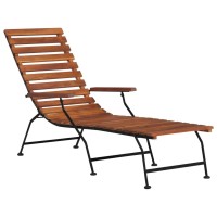 Vidaxl Patio Deck Chair In Solid Acacia Wood - Comfortable Outdoor Sitting With Armrests And Footrest - Easy Assembly And Maintenance