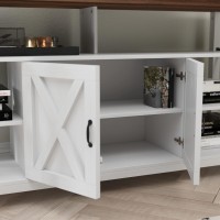 Wyatt 60 Modern Farmhouse Tall Tv Stand With Storage Cabinets And Shelves For Tv'S Up To 60, White/Rustic Oak
