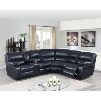 Poundex Ink Blue Power Motion Sectional
