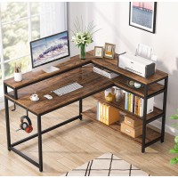 Tribesigns Reversible L Shaped Computer Desk With Storage Shelf, Industrial 53 Inch Corner Desk With Shelves And Monitor Stand, Study Writing Table For Home Office (53 D X 41 W)