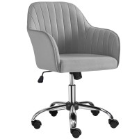 Yaheetech Modern Velvet Desk Chair Vanity Chair Height-Adjustable 360