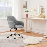 Yaheetech Modern Velvet Desk Chair Vanity Chair Height-Adjustable 360