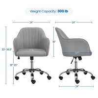 Yaheetech Modern Velvet Desk Chair Vanity Chair Height-Adjustable 360