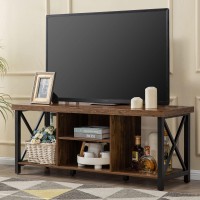 Gazhome Tv Stand For Tv Up To 55 Inches Tv Cabinet With Open Storage Tv Console Unit With Shelving For Living Room Entertainment Room Industrial Rustic Brown
